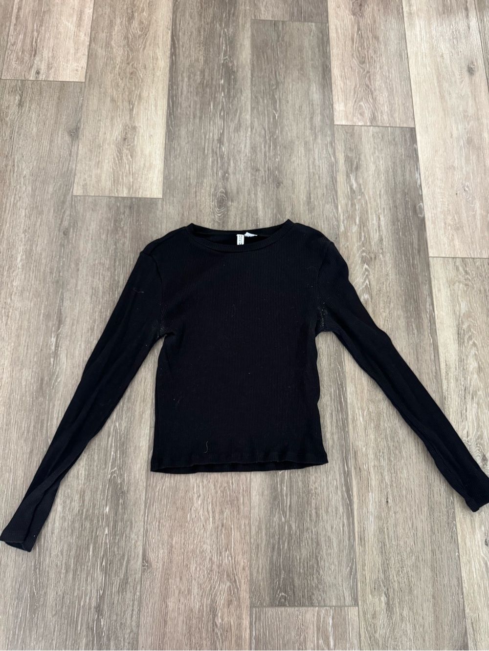 H&M Black Ribbed Long-Sleeve Top